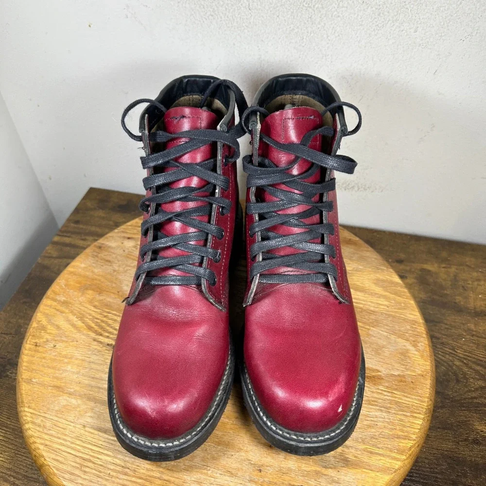 Original Chippewa Mens 1901G26 Cherry Red Leather Service Boots Vibram USA 7.5 D